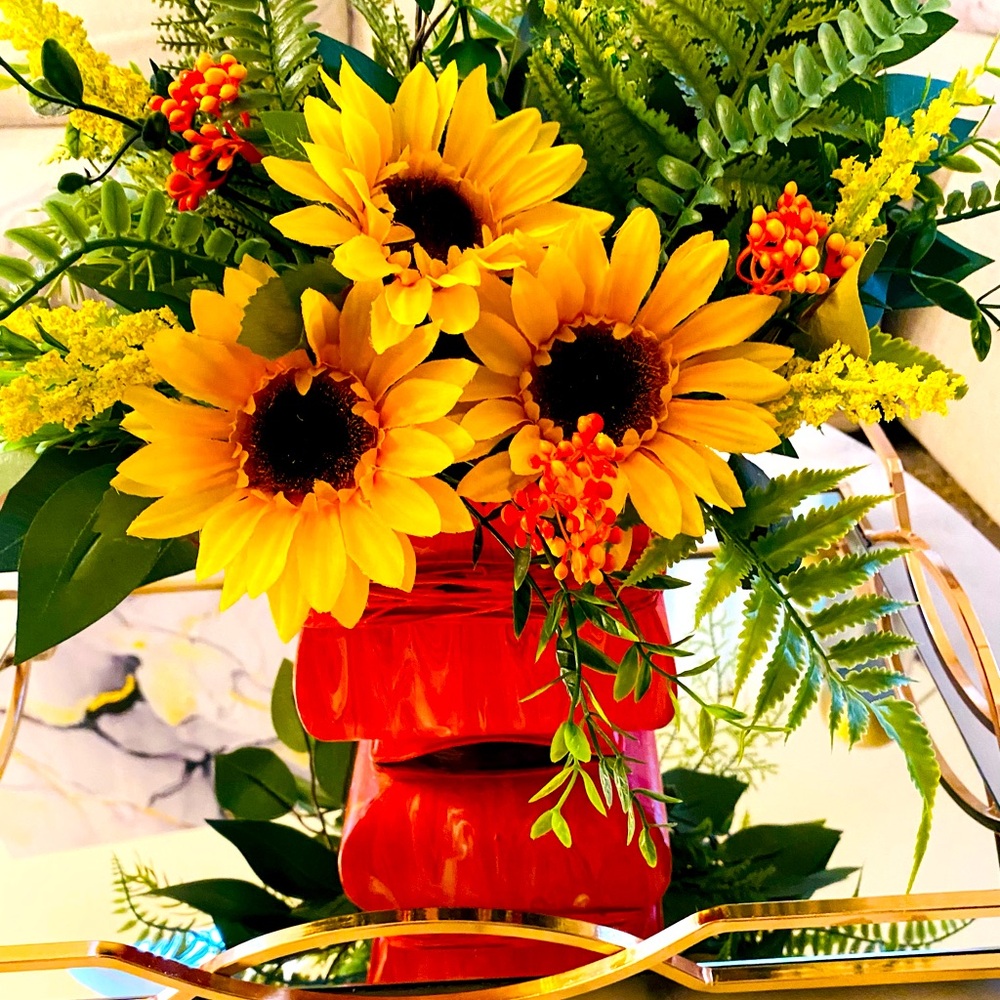 Spring/Summer Floral Arrangement , Sunflower Faux Floral Arrangement.